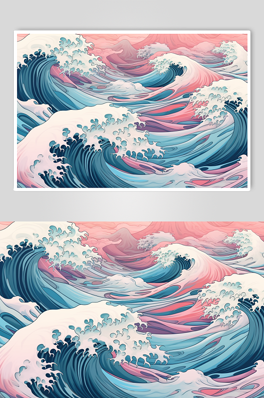 AI数字艺术横版中国风水纹波浪花纹背景图