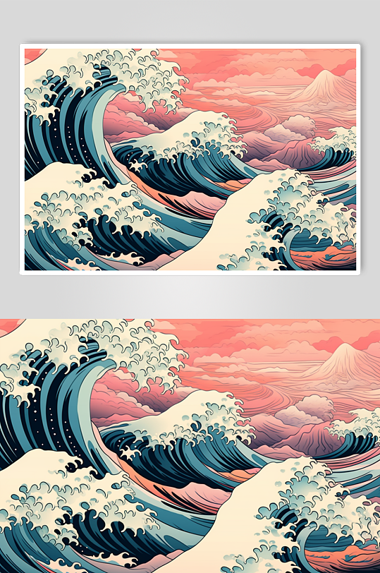 AI数字艺术横版中国风水纹波浪花纹背景图