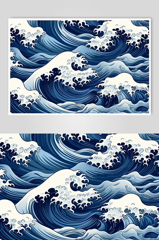 AI数字艺术横版中国风水纹波浪花纹背景图