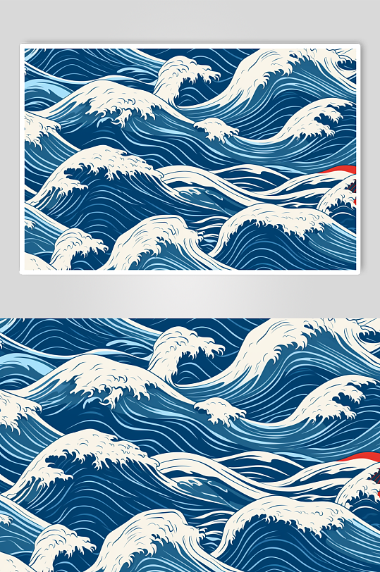 AI数字艺术横版中国风水纹波浪花纹背景图