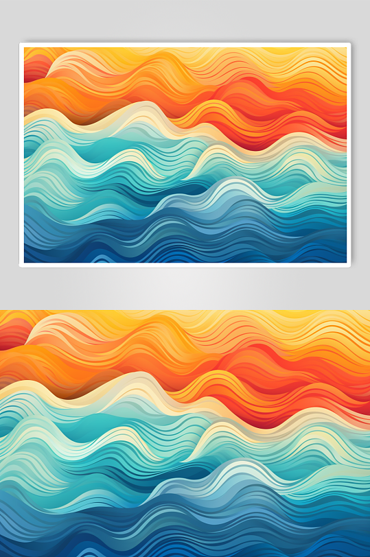 AI数字艺术横版中国风水纹波浪花纹背景图