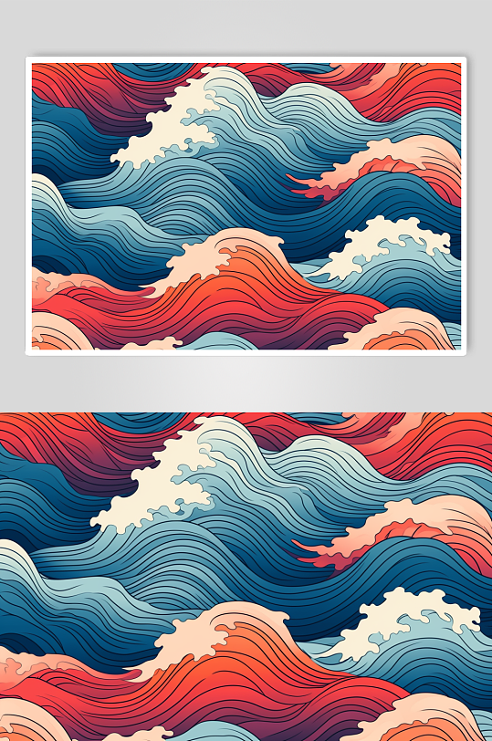 AI數(shù)字藝術(shù)橫版中國風(fēng)水紋波浪花紋背景圖
