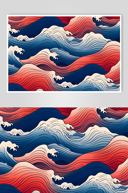 AI數(shù)字藝術(shù)橫版中國風(fēng)水紋波浪花紋背景圖