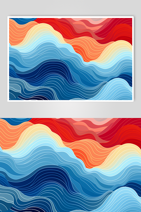 AI数字艺术横版中国风水纹波浪花纹背景图