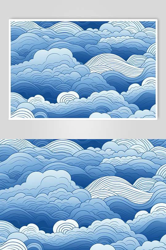 AI數(shù)字藝術(shù)橫版中國(guó)風(fēng)水紋波浪花紋背景圖