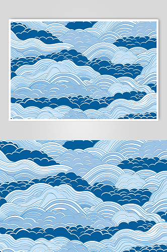 AI数字艺术横版中国风水纹波浪花纹背景图