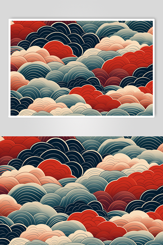 AI数字艺术横版中国风水纹波浪花纹背景图