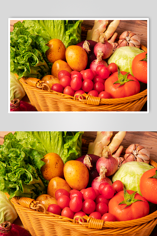 土豆洋葱生菜圣女果西红柿蔬菜摄影图片-众图网