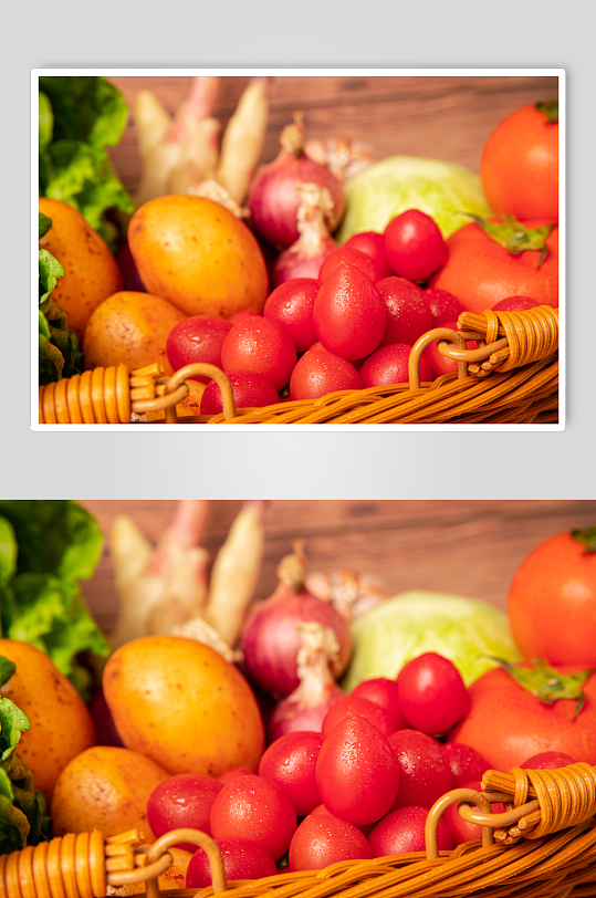 生菜土豆洋葱生菜圣女果西红柿蔬菜摄影图片
