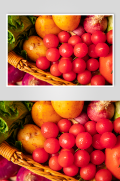 生菜土豆洋葱生菜圣女果西红柿蔬菜摄影图片
