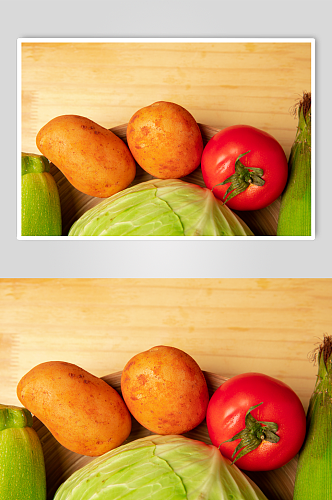 新鲜果蔬店蔬菜包菜西葫芦番茄鸡蛋摄影图片