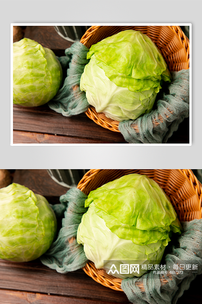 新鲜果蔬店蔬菜包菜特写摄影图片素材
