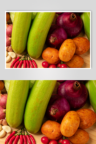 新鲜果蔬店蔬菜西葫芦洋葱莲藕摄影图片
