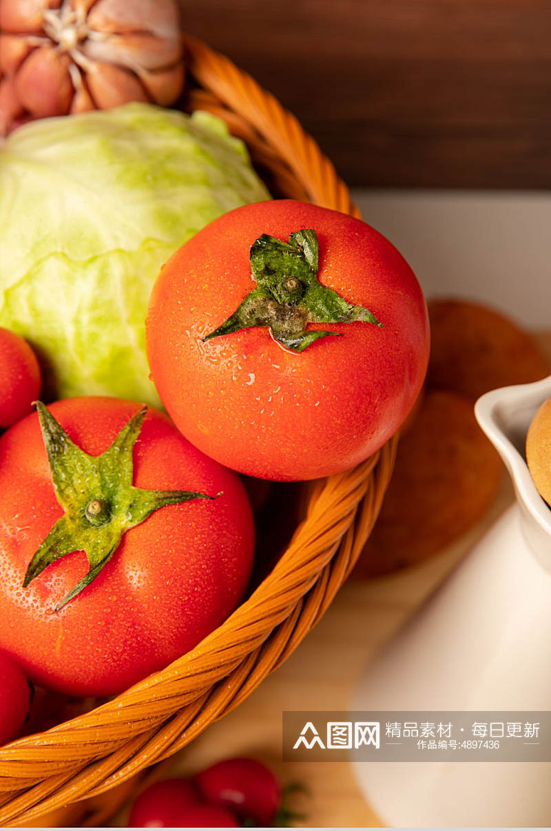 新鲜果蔬店蔬菜番茄圣女果包菜洋葱摄影图片素材