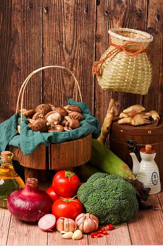 新鲜蘑菇香菇有机蔬菜食材摄影图片