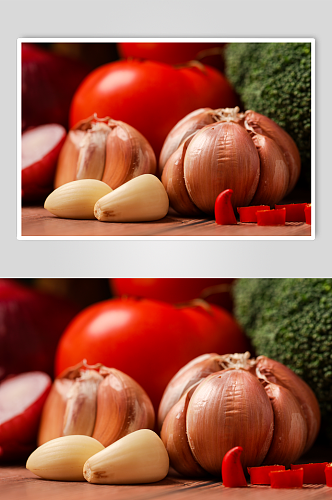 新鲜蒜头大蒜有机蔬菜食材摄影图片