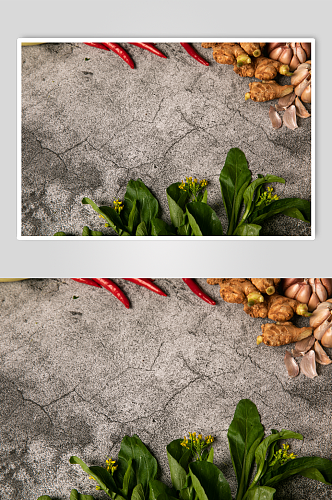 厨房生食蔬菜调料品布景摄影图片