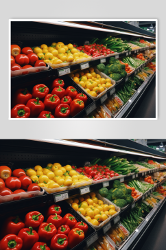 AI数字艺术超市新鲜蔬菜货架摄影图