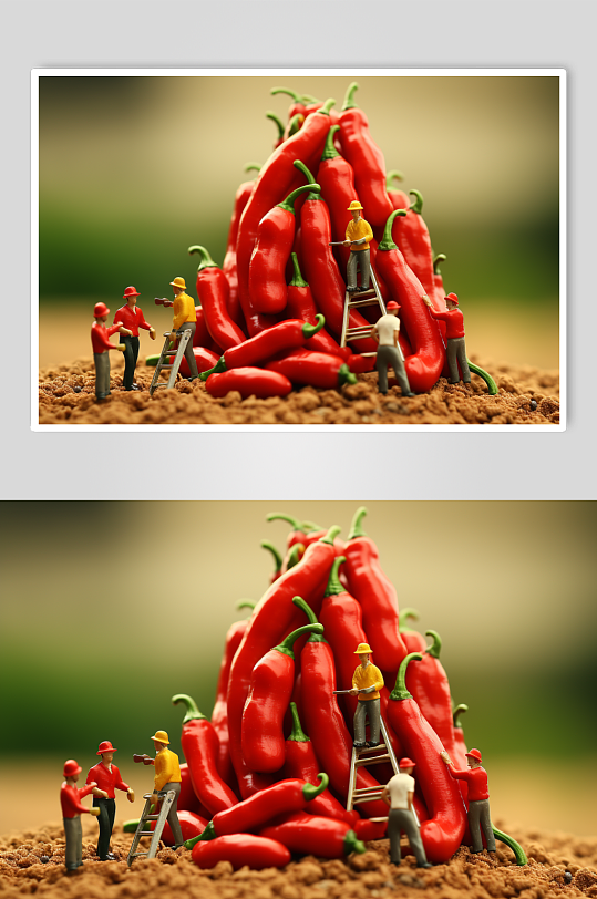 AI数字艺术微距小人蔬菜辣椒摄影图