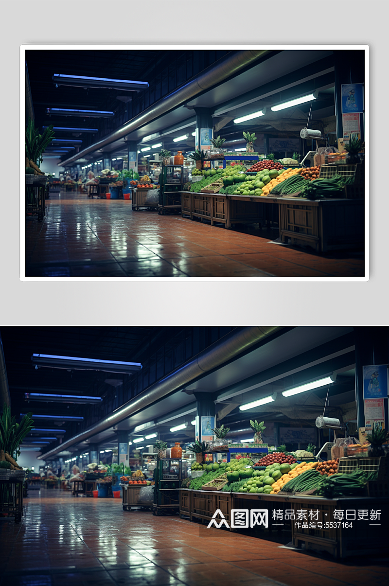 AI数字艺术菜市场生鲜蔬菜市场摄影图素材