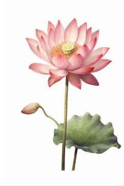 AI数字艺术手绘粉色水彩风荷花花卉插画