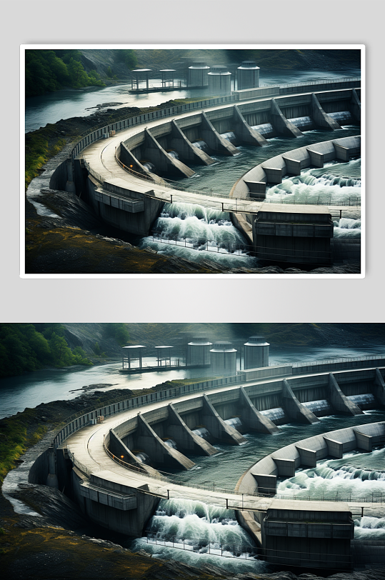AI数字艺术水电站水力发电站摄影图