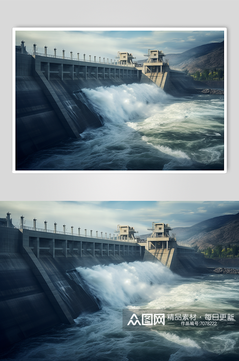 AI数字艺术水电站水力发电站摄影图素材