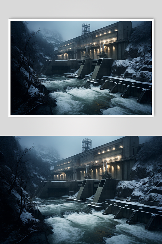 AI数字艺术水电站水力发电站摄影图