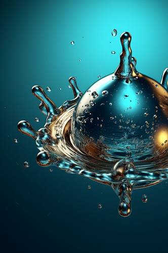 AI数字艺术高清水滴水花液体飞溅模型元素
