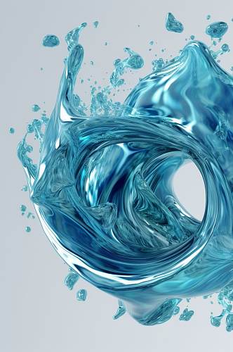 AI数字艺术原创水滴水花液体飞溅模型元素