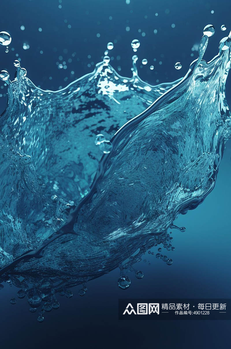 AI数字艺术夏日清凉水滴液体飞溅模型元素素材