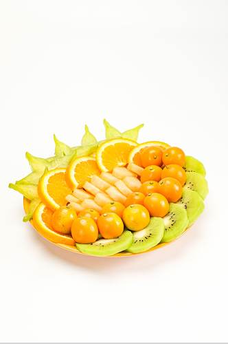 果盘橘子杨桃哈密瓜金桔猕猴桃水果摄影图片