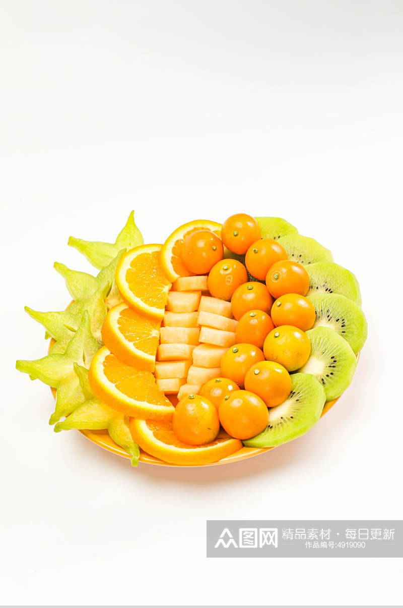 果盘橘子杨桃哈密瓜金桔猕猴桃水果摄影图片素材
