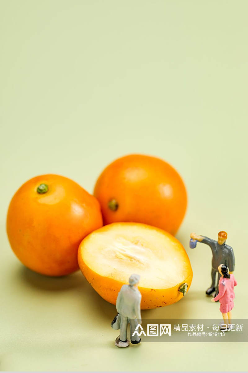 创意微缩小人金桔水果鲜果摄影图片素材