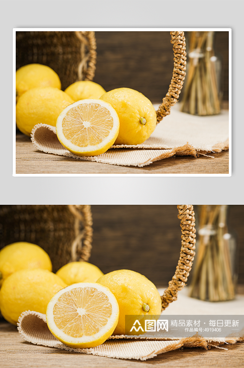 新鲜切片柠檬黄柠檬水果鲜果摄影图片素材