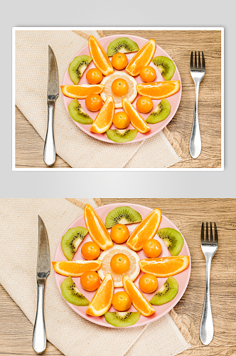 新鲜果盘橘子猕猴桃金桔水果鲜果摄影图片