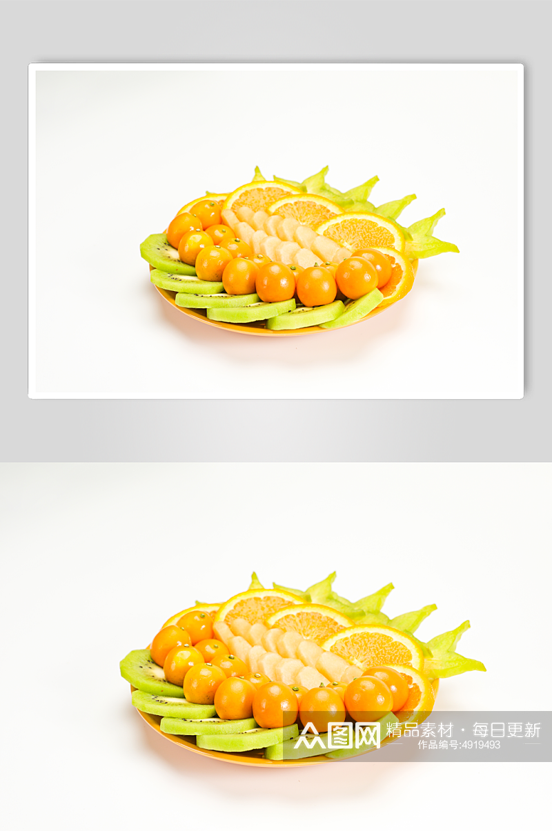 新鲜果盘橘子猕猴桃金桔水果鲜果摄影图片素材