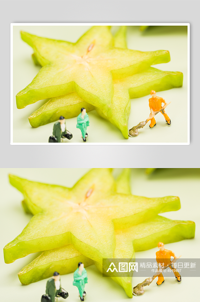 创意微缩小人杨桃水果鲜果摄影图片素材