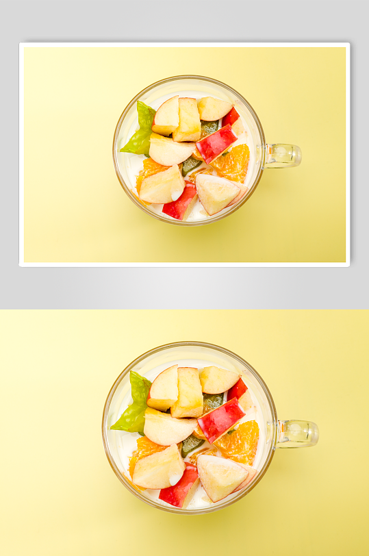 酸奶新鲜水果捞水果鲜果摄影图片