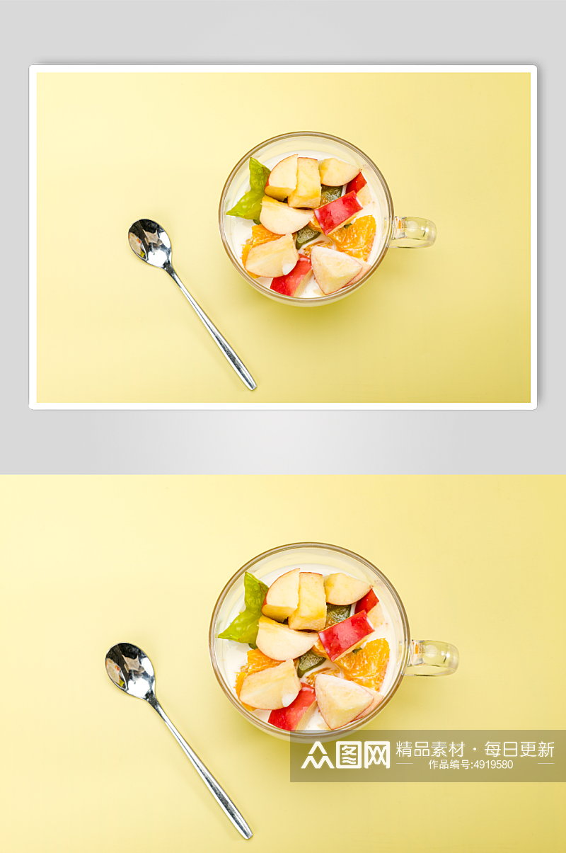 酸奶新鲜水果捞水果鲜果摄影图片素材