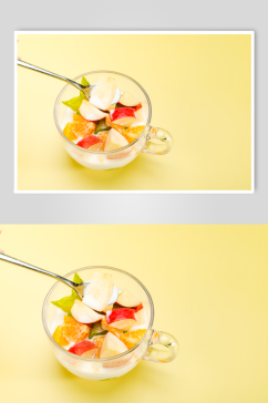 酸奶新鲜水果捞水果鲜果摄影图片