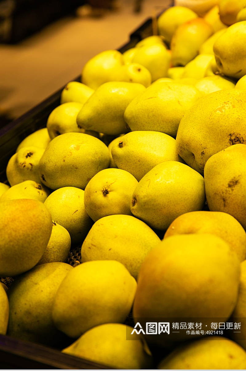 超市新鲜库尔勒香梨水果鲜果摄影图片素材