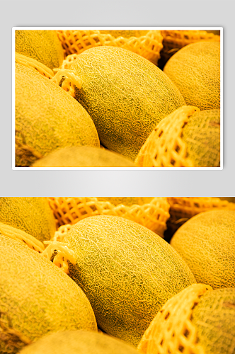 超市新鲜哈密瓜水果鲜果摄影图片