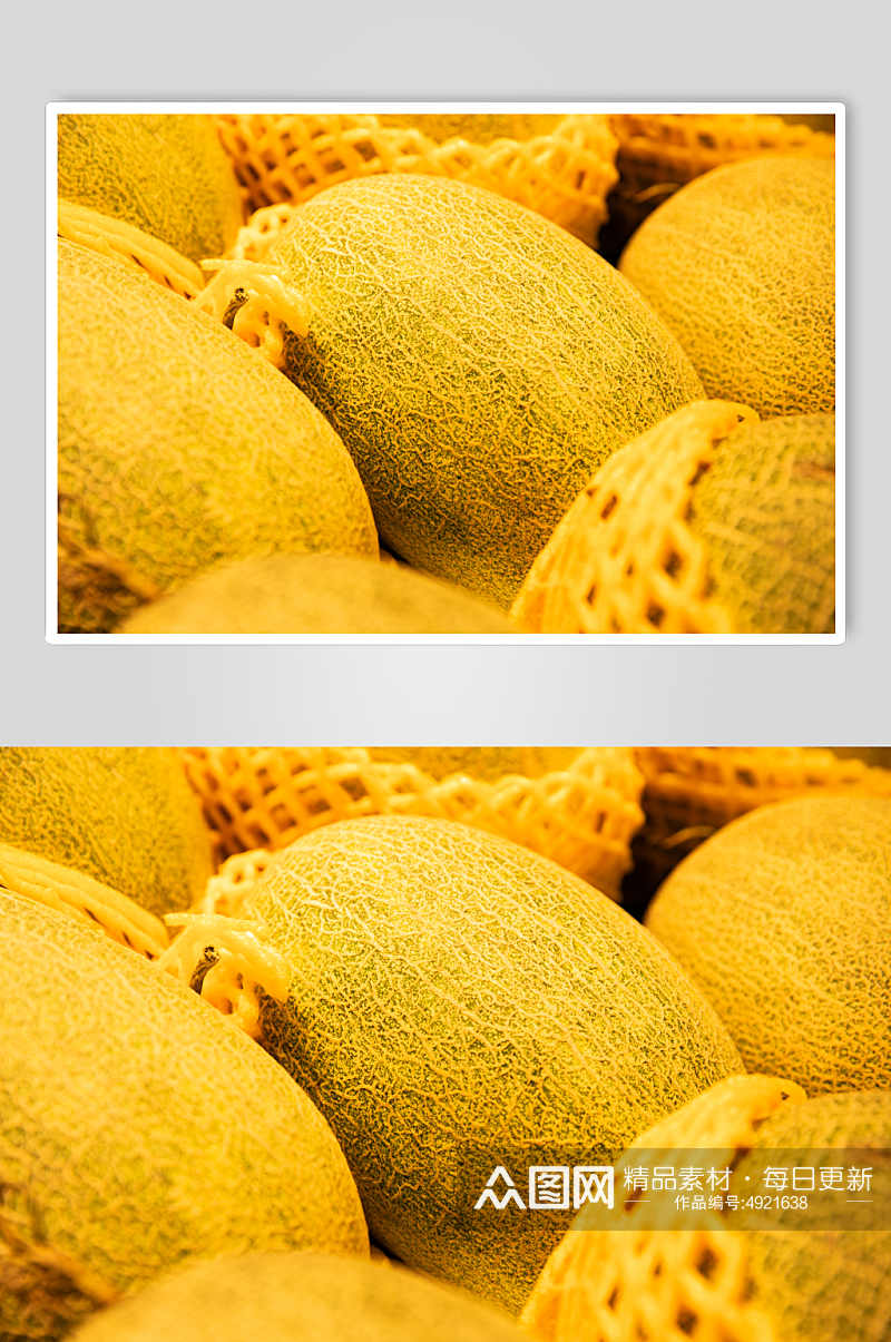 超市新鲜哈密瓜水果鲜果摄影图片素材