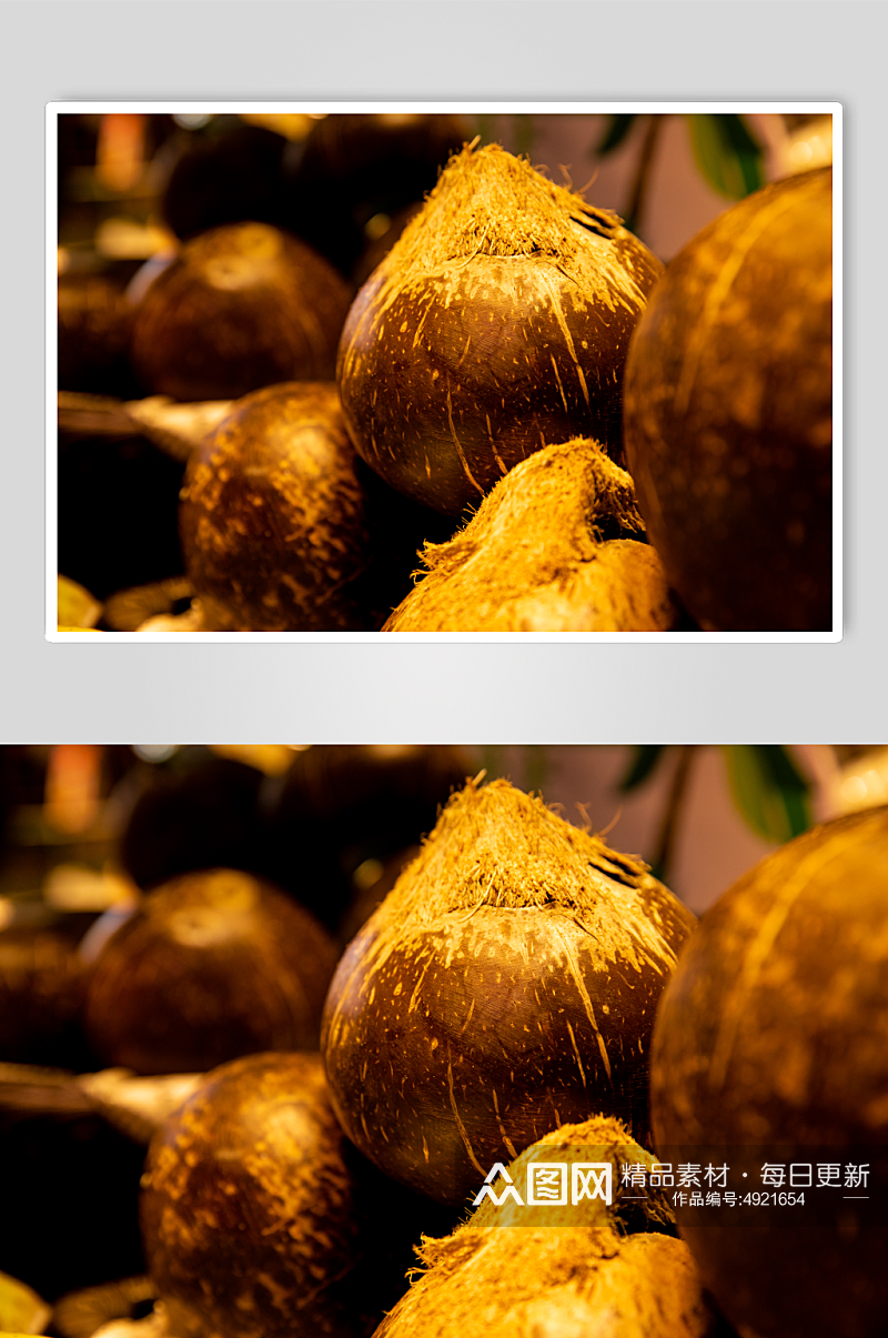 超市新鲜海南椰子水果鲜果摄影图片素材