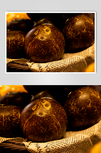 超市新鲜海南椰子水果鲜果摄影图片