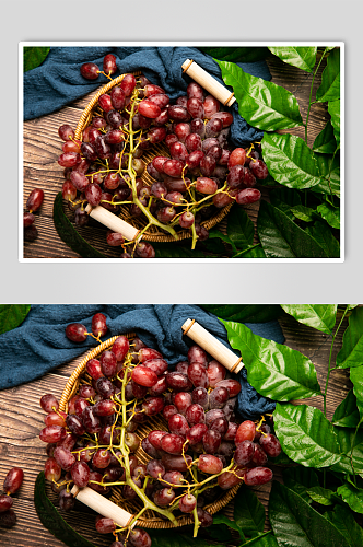 新鲜无籽红提水果鲜果摄影图片