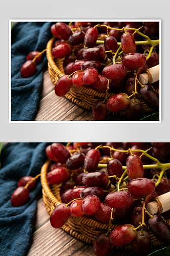 新鲜无籽红提水果鲜果摄影图片