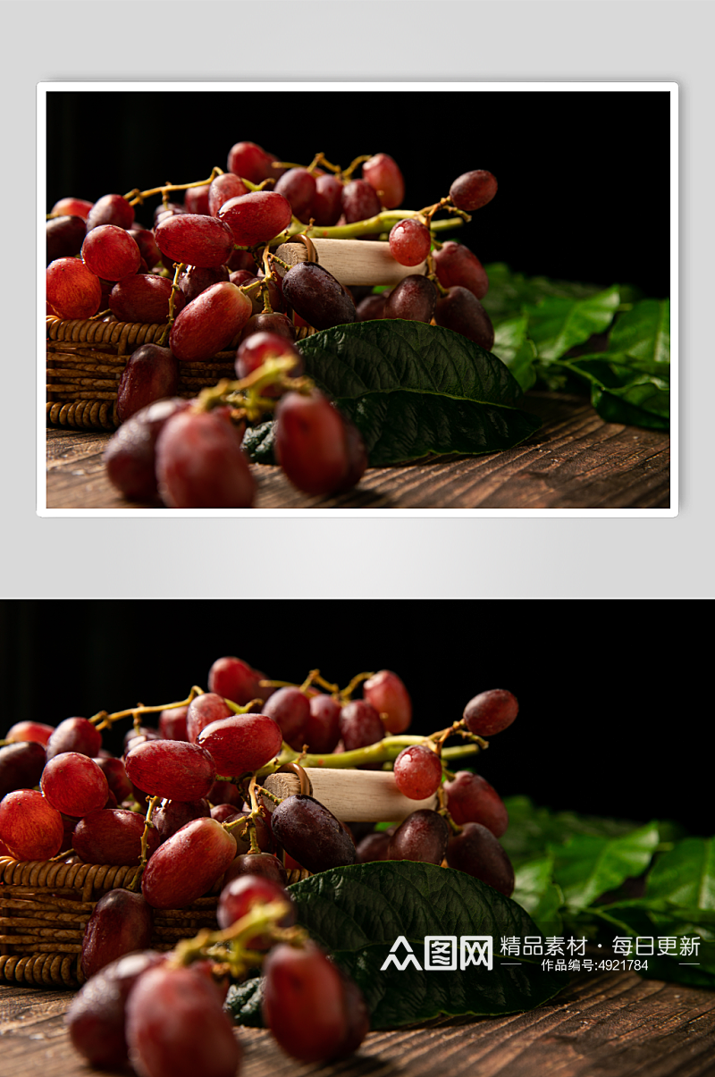 新鲜无籽红提水果鲜果摄影图片素材
