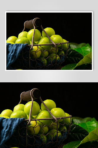新鲜青李子水果鲜果摄影图片